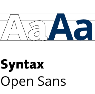 Beispielhafte Darstellung der genutzten Schriften Syntax und Open Sans anhand des Buchstabens "Aa"