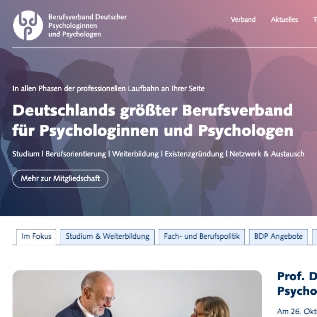 Ausschnitt der Webseite des Berufsverband deutscher Psychologinnen und Psychologen